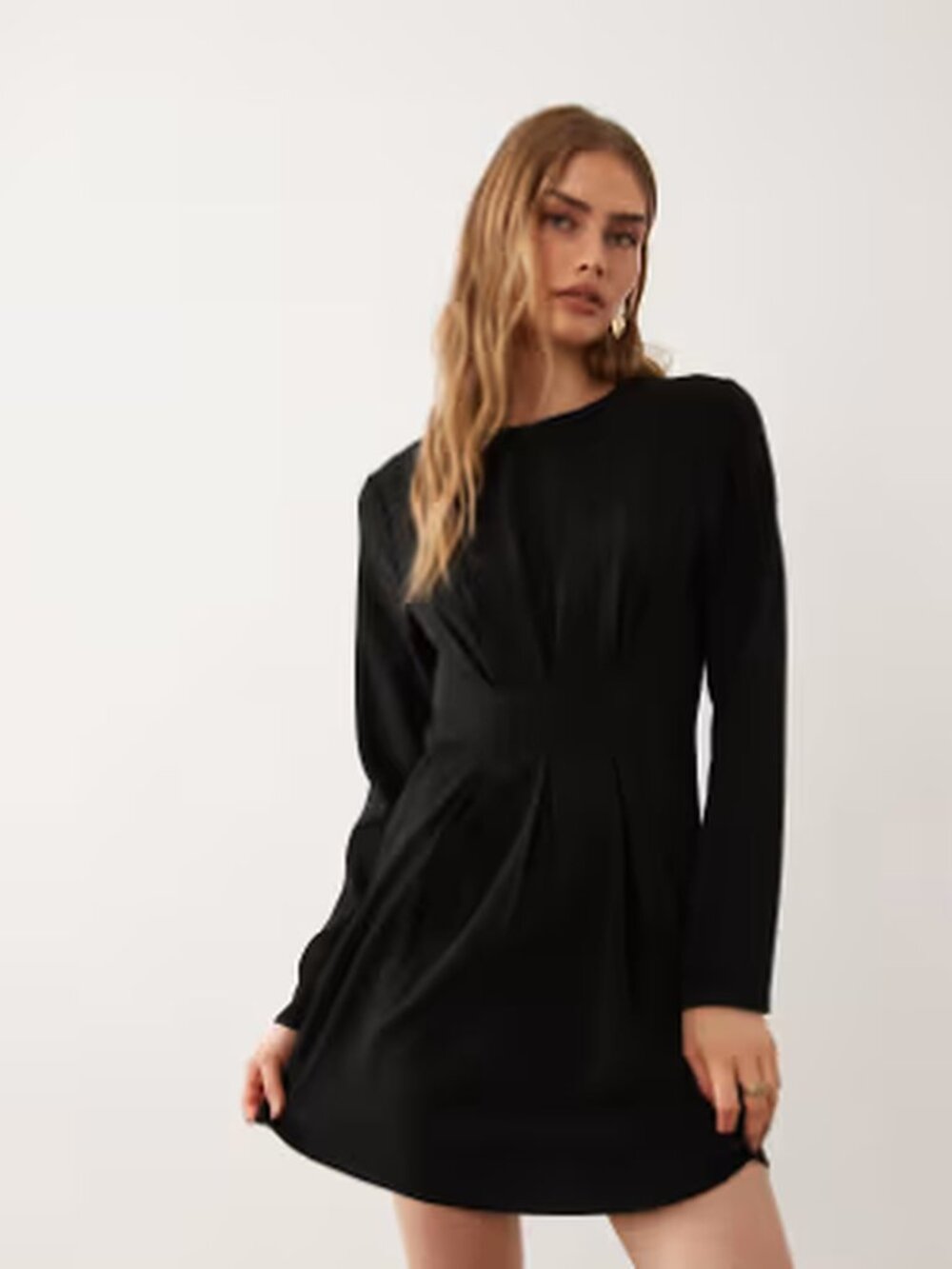 ASOS DESIGN Black Long Sleeve Mini Dress in a Size 4